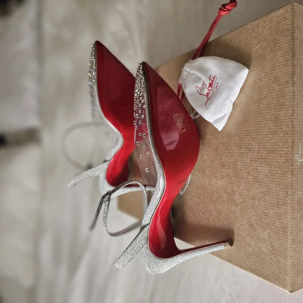 Christian Louboutin Silver Stiletto Heels - Picture 3 of 8
